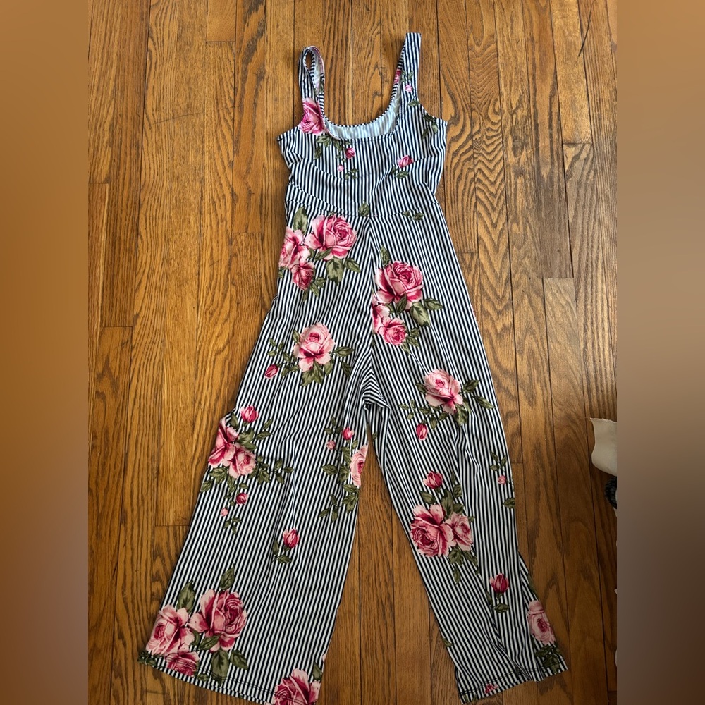 Floral and striped jumpsuit